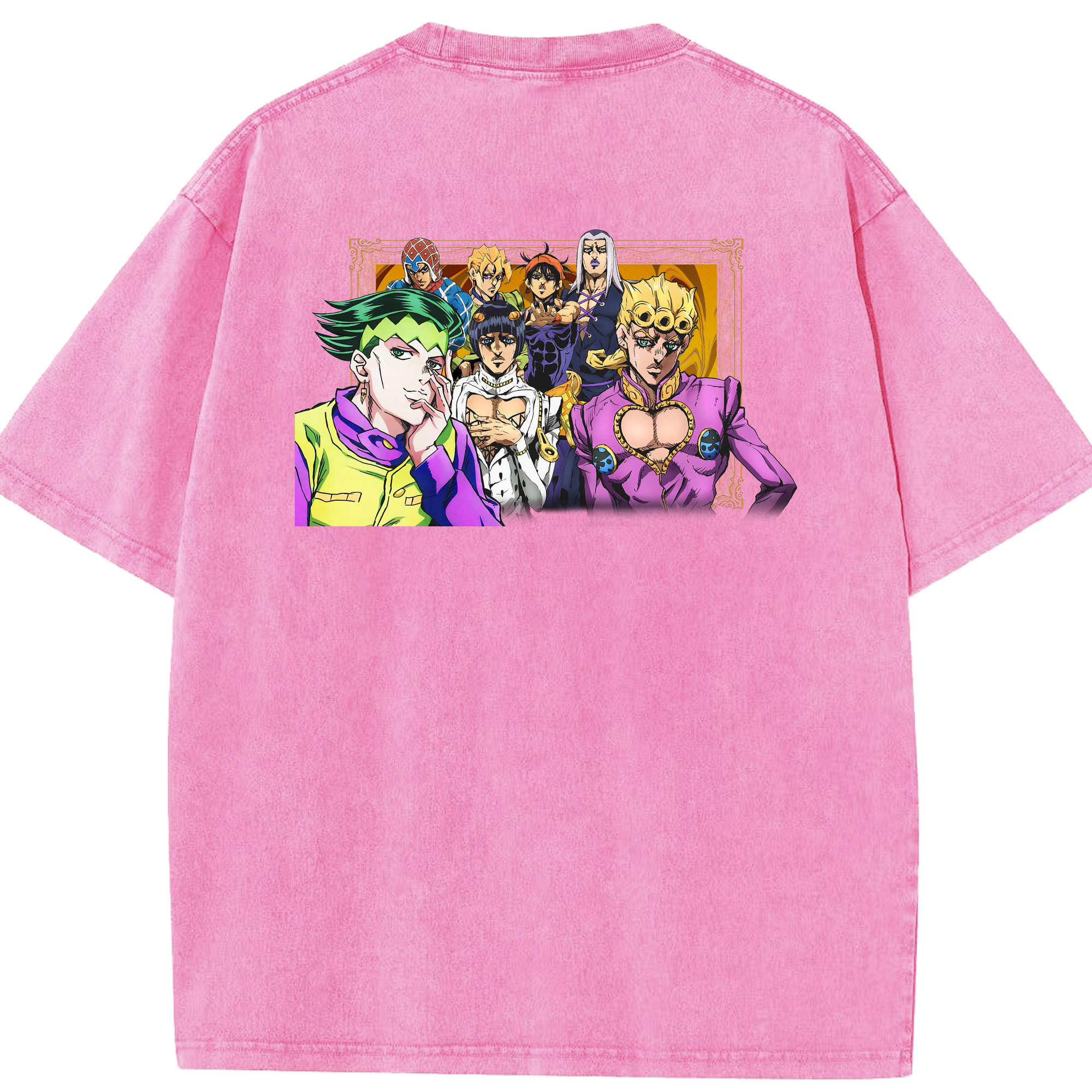 （画像用） ジョジョの奇妙な冒険 ジョルノ?ジョバァーナ JoJo's Bizarre Adventure Giorno Giovanna 綿100% ヴィンテージ風 半袖Tシャツ（背面プリント）